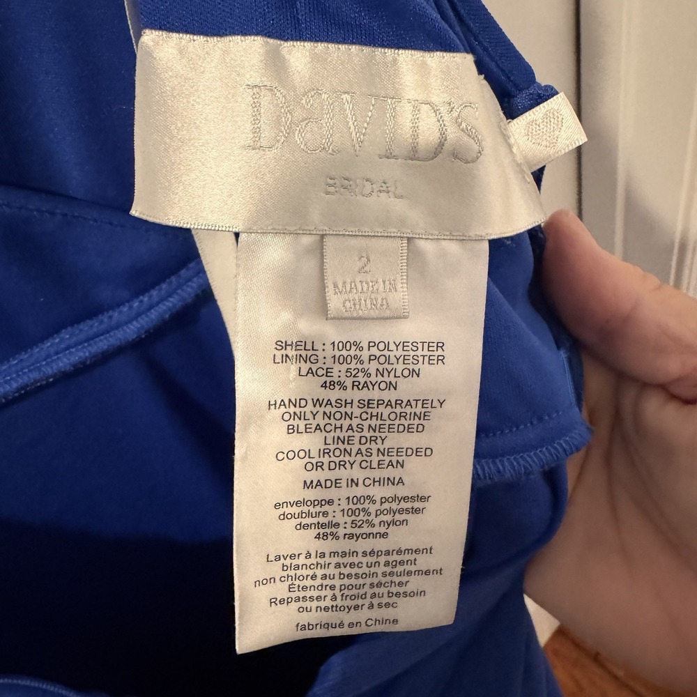 davids bridal bridesmaid dress‎ horizon blue size 2  Lace Back - Picture 5 of 8